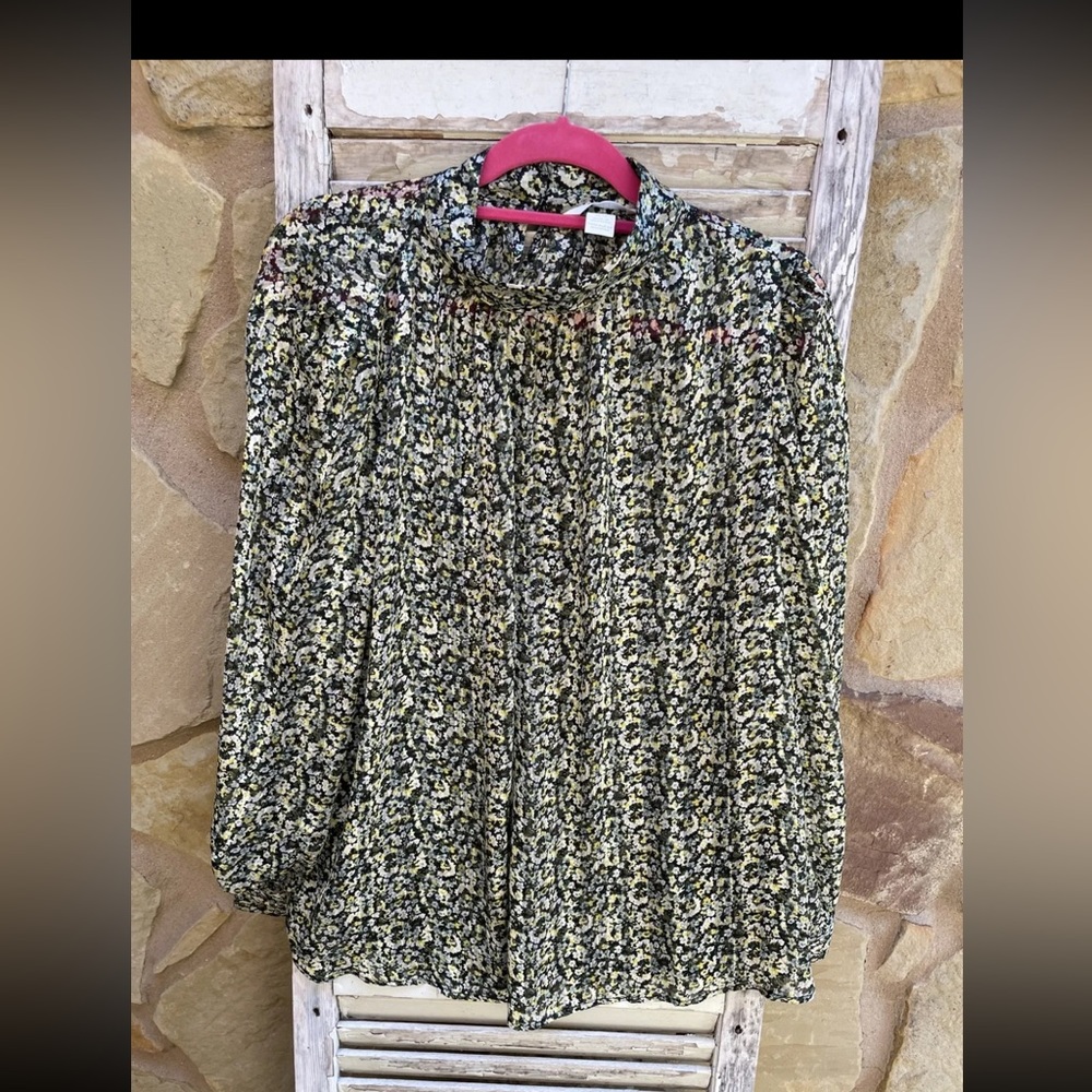 H&M floral print sheer silky blouse Size XL. Like new condition .